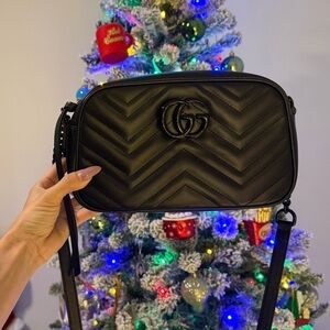 Gucci Black Chevron Crossbody Bag